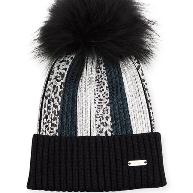NEW BARI LYNN junior women\'s striped winter hat in grey/black Women & Juniors Striped Winter Hat Grey/Black - Frankie main image 3
